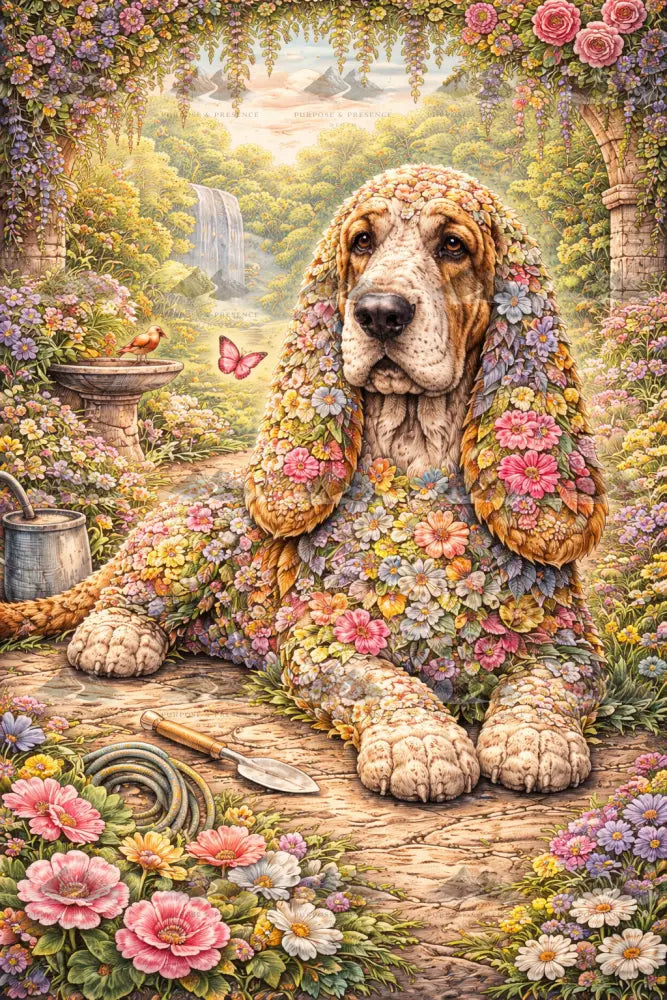 Basset Hound Botanimal, Digital Poster Digital Download