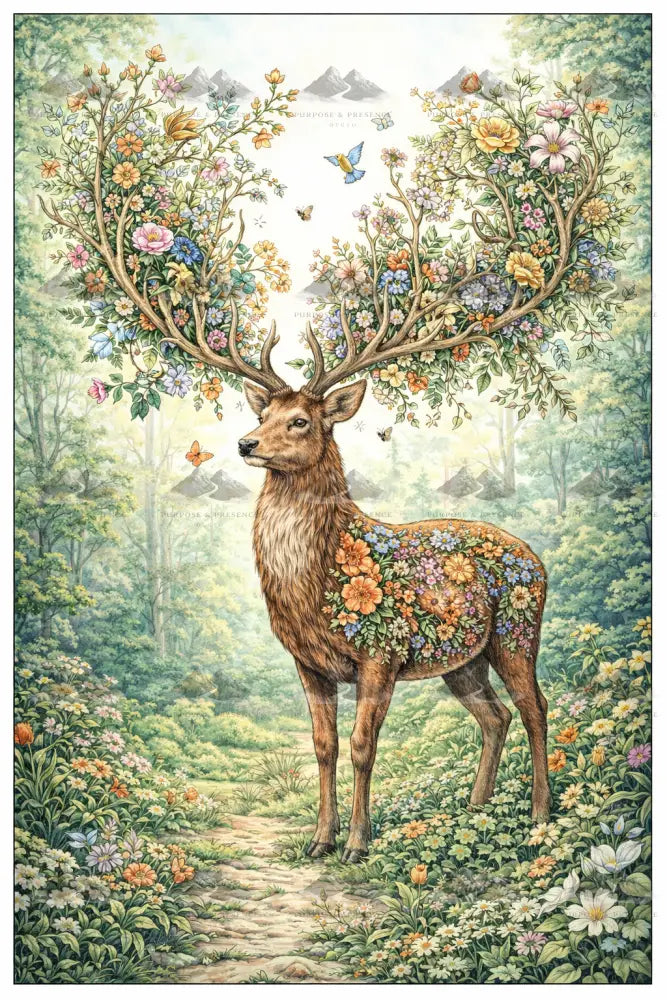 Deer Botanimal, Digital Poster Digital Download
