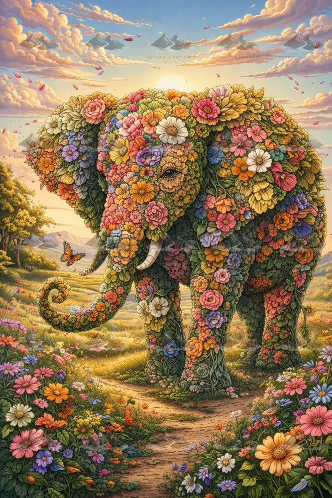 Elephant Botanimal, Digital Poster Digital Download