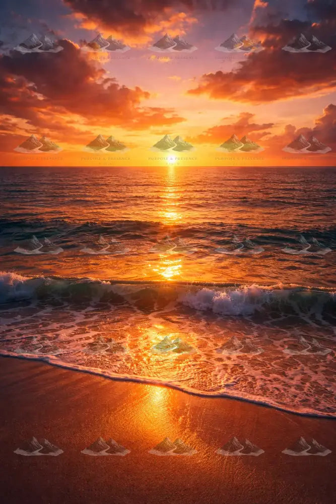 Golden Ocean Sunset / Pôr do Sol Dourado no Oceano / Atardecer Dorado en el Océano Digital Artwork