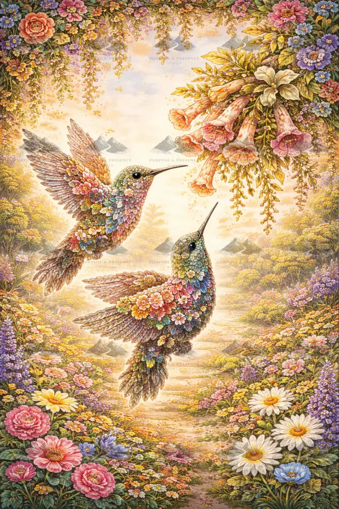 Hummingbirds Botanimal, Digital Poster Digital Download