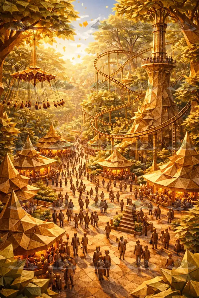 Origami Thrill Park / Parque de Emoções / Parque de Emociones Digital Artwork