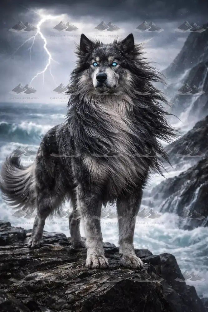 Thunder Fjord Guardian/Cão Guardião do Fiorde do Trovão/Guardián del Fiordo del Trueno Digital Artwork